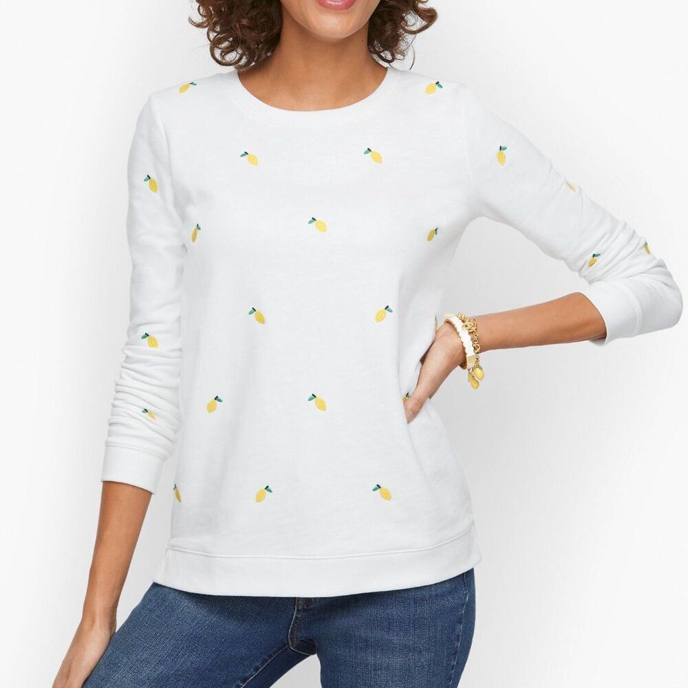 Talbots  Embroidered Lemons Crewneck Sweatshirt Size 2X